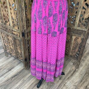 Old Navy Pink Black Tiered Maxi Skirt Casual